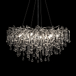 Люстра подвесная с прозрачными стеклянными подвесками в форме капель Диаметр 80 см Droplet Chandelier варинант исполнения - 6 | Loft Concept в Волгограде