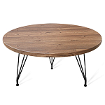 Стол журнальный c коричневой круглой столешницей на трех металлических ножках Charm Coffee Table варинант исполнения - 1 | Loft Concept в Волгограде