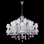 Люстра многоярусная с 30-ю белыми текстильными абажурами и хрустальными подвесками Lustre Reverie варинант исполнения - 2 | Loft Concept в Волгограде