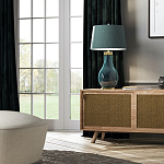 Настольная лампа с коническим дымчато-зелёным абажуром из искусственного шёлка Quintiesse варинант исполнения - 3 | Loft Concept в Волгограде