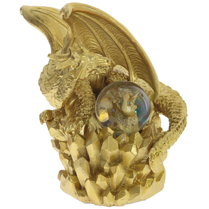 Декоративная статуэтка Дракон со стеклянным шаром Dragon Statuette Gold Прозрачное Стекло Золотой Декоративная статуэтка Дракон со стеклянным шаром Dragon Statuette Gold Прозрачное Стекло Золотой в Волгограде | Loft Concept