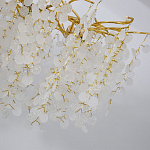 Люстра подвесная с золотистыми ветками и стеклянными подвесками в виде листьев Длина 130 см FAIRYTREE Light варинант исполнения - 4 | Loft Concept в Волгограде