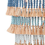 Люстра трехъярусная с декором из круглых деревянных бусин с кисточками Blue Wooden Beads Chandelier варинант исполнения - 2 | Loft Concept в Волгограде