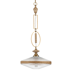 Подвесной светильник с плоским прозрачным плафоном и декоративной вставкой из текстурного камня Tectona 