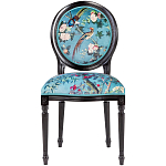 Стул из массива бука бирюзовый с изображением птиц и цветов Turquoise Chinoiserie Birds Garden Chair варинант исполнения - 1 | Loft Concept в Волгограде