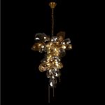 Люстра подвесная вытянутой формы с плафонами из стекла и металла с двумя вертикальными подвесками Gilded Mirage  варинант исполнения - 3 | Loft Concept в Волгограде