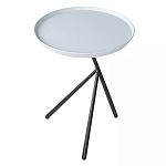 Столик приставной с круглой серой столешницей и черным основанием Round Stable Table варинант исполнения - 2 | Loft Concept в Волгограде