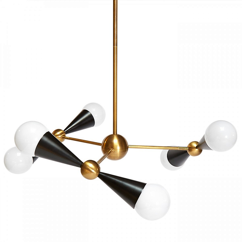 Люстра CARACAS SIX-LIGHT CHANDELIER Латунь Черный Люстра CARACAS SIX-LIGHT CHANDELIER Латунь Черный в Волгограде | Loft Concept