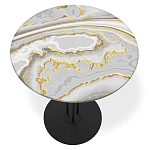 Стол журнальный с круглой столешницей из стекла Gray and Gold Marble варинант исполнения - 2 | Loft Concept в Волгограде