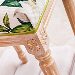 Банкетка из натурального бука золотистая с изображением птиц и цветов Blooming Bird варинант исполнения - 4 | Loft Concept в Волгограде