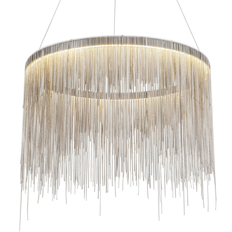 Подвесная кольцевая люстра с металлическими цепочками Fringe Chain Horizontal Ring Light Хром Подвесная кольцевая люстра с металлическими цепочками Fringe Chain Horizontal Ring Light Хром в Волгограде | Loft Concept