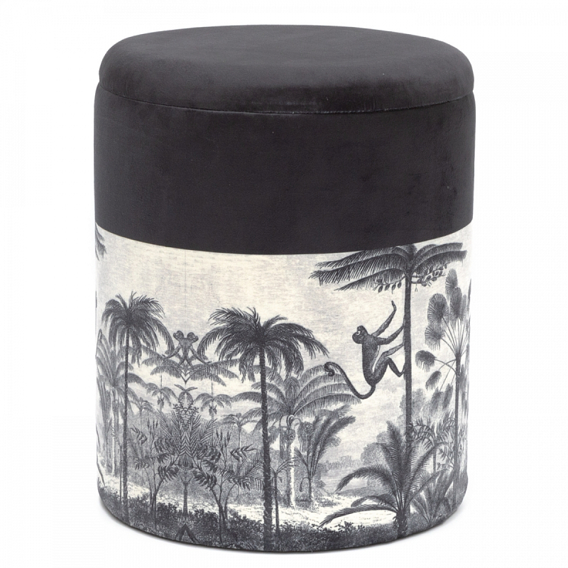 Пуф PUF Jungle Print с крышкой Мульти Черный Пуф PUF Jungle Print с крышкой Мульти Черный в Волгограде | Loft Concept