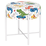 Пуф детский круглый с принтом на 4-х белых ножках Dinosaurs CHILDHOOD варинант исполнения - 1 | Loft Concept в Волгограде