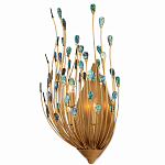 Бра настенное золотое с декором из бирюзовых элементов Peacock Tail варинант исполнения - 2 | Loft Concept в Волгограде