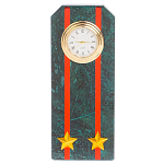 Часы погон ВС подарочные настольные из натурального камня Змеевик Military Clock варинант исполнения - 13 | Loft Concept в Волгограде