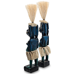 Комплект из 2-х деревянных статуэток Asmat Straw Headdress Statuettes Dark Blue варинант исполнения - 2 | Loft Concept в Волгограде