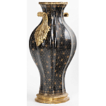 Ваза черного цвета из фарфора с золотистым узором и бронзовыми ручками Высота 39.5 см Eden Garden porcelain and bronze варинант исполнения - 1 | Loft Concept в Волгограде