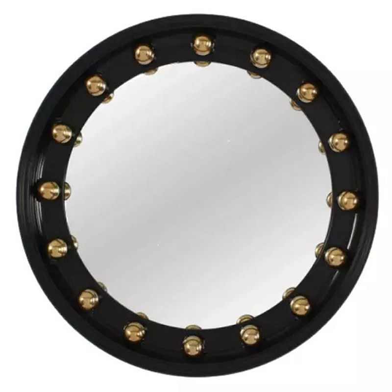 Зеркало черное с круглыми золотыми декоративными элементами Prince of the Church Черный Золотой в Волгограде | Loft Concept 