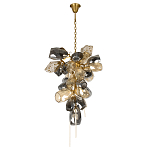 Люстра подвесная вытянутой формы с плафонами из стекла и металла с двумя вертикальными подвесками Gilded Mirage  варинант исполнения - 2 | Loft Concept в Волгограде