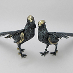 Статуэтка бронзовая пара Фазаны синие Bronze Birds варинант исполнения - 4 | Loft Concept в Волгограде