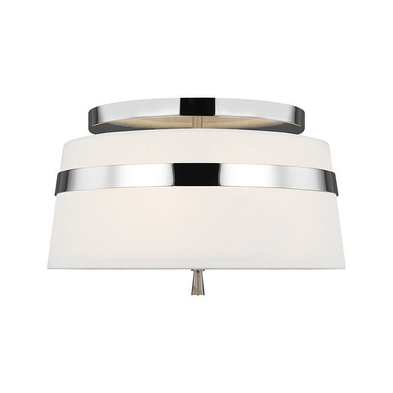 Потолочный светильник с белым тканевым абажуром Generation Lighting Никель Бежевый Белый в Волгограде | Loft Concept 