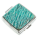 Таблетница карманная квадратная с 2-мя отделениями с зеркалом и накладкой из натурального камня Амазонит Silver Stone Pillboxes варинант исполнения - 1 | Loft Concept в Волгограде