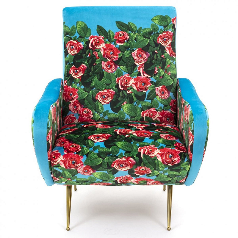 Кресло Seletti Armchair Roses Бирюзовый Красный Латунь в Волгограде | Loft Concept 