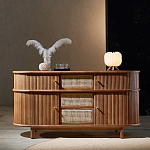 Дизайнерский комод овальный с фактурным фасадом и вставками из плетеных элементов Ambar варинант исполнения - 1 | Loft Concept в Волгограде