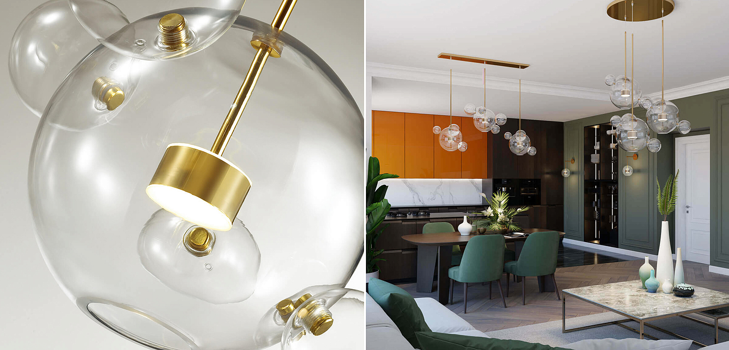 Люстра Transparent Bubble Chandelier Gold Circle Люстра Transparent Bubble Chandelier Gold Circle - Loft-Concept в Волгограде