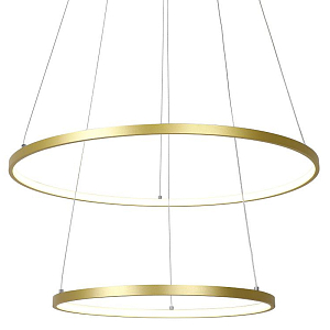 Кольцевая люстра золотого цвета из двух колец