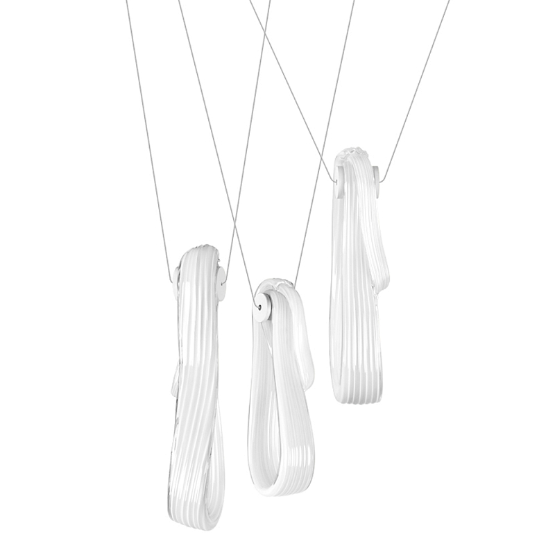 Подвесной светильник белого цвета с 3-мя изогнутыми плафонами Flow Loop Белый в Волгограде | Loft Concept 