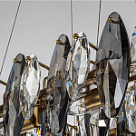 Люстра подвесная с овальными подвесками из стекла дымчатого цвета Harlow Crystal Round варинант исполнения - 3 | Loft Concept в Волгограде