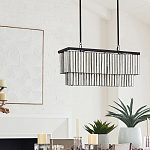 Люстра линейная прямоугольная с подвесками из натурального перламутра Nacre варинант исполнения - 5 | Loft Concept в Волгограде