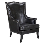Кресло из натуральной кожи на 4-х деревянных ножках из массива бука Daniel Leather Armchair black варинант исполнения - 1 | Loft Concept в Волгограде