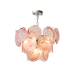 Люстра с каскадом из круглых розовых стеклянных дисков Pink Light Waterfall варинант исполнения - 2 | Loft Concept в Волгограде