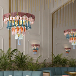 Люстра круглая с декором из разноцветных элементов в виде листьев Changing Seasons варинант исполнения - 12 | Loft Concept в Волгограде