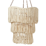 Трехъярусная люстра с подвесками из круглых деревянных бусин белая White Beads Three-tier Chandelier  варинант исполнения - 1 | Loft Concept в Волгограде