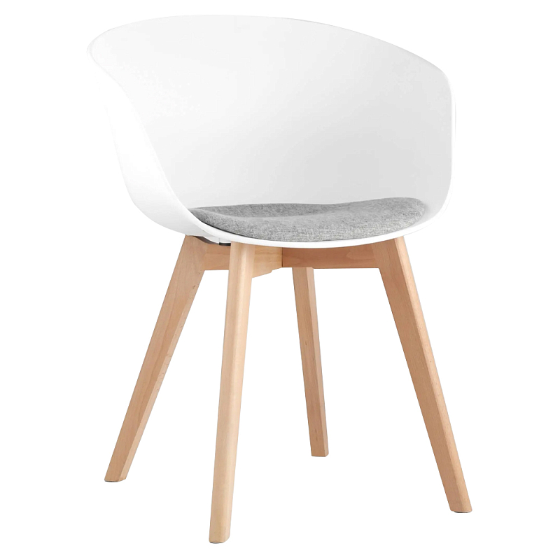 Стул из пластика с мягким сиденьем Eames Белый Бежевый Серый Стул из пластика с мягким сиденьем Eames Белый Бежевый Серый в Волгограде | Loft Concept