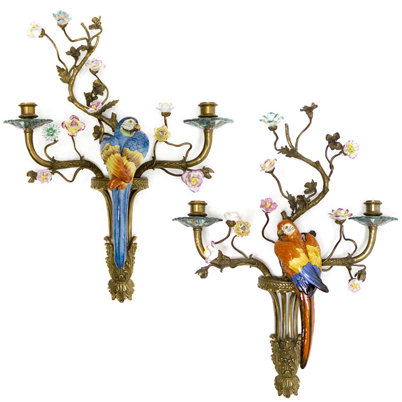 Подсвечник Candlestick Colored Parrots Бронза Синий Красный Подсвечник Candlestick Colored Parrots Бронза Синий Красный в Волгограде | Loft Concept