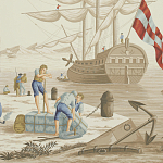 Обои ручная роспись Views of Italy Azure on Sepia варинант исполнения - 1 | Loft Concept в Волгограде