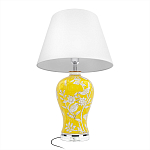 Настольная лампа желтая с изображением белых птиц Flight Among Acacia варинант исполнения - 3 | Loft Concept в Волгограде