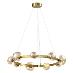 Люстра подвесная светодиодная с 9-ю круглыми плафонами коньячного цвета Iona Chandelier Brass  варинант исполнения - 1 | Loft Concept в Волгограде