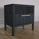 Прикроватная Тумбочка Primo с двумя ящиками Черный дуб варинант исполнения - 5 | Loft Concept в Волгограде