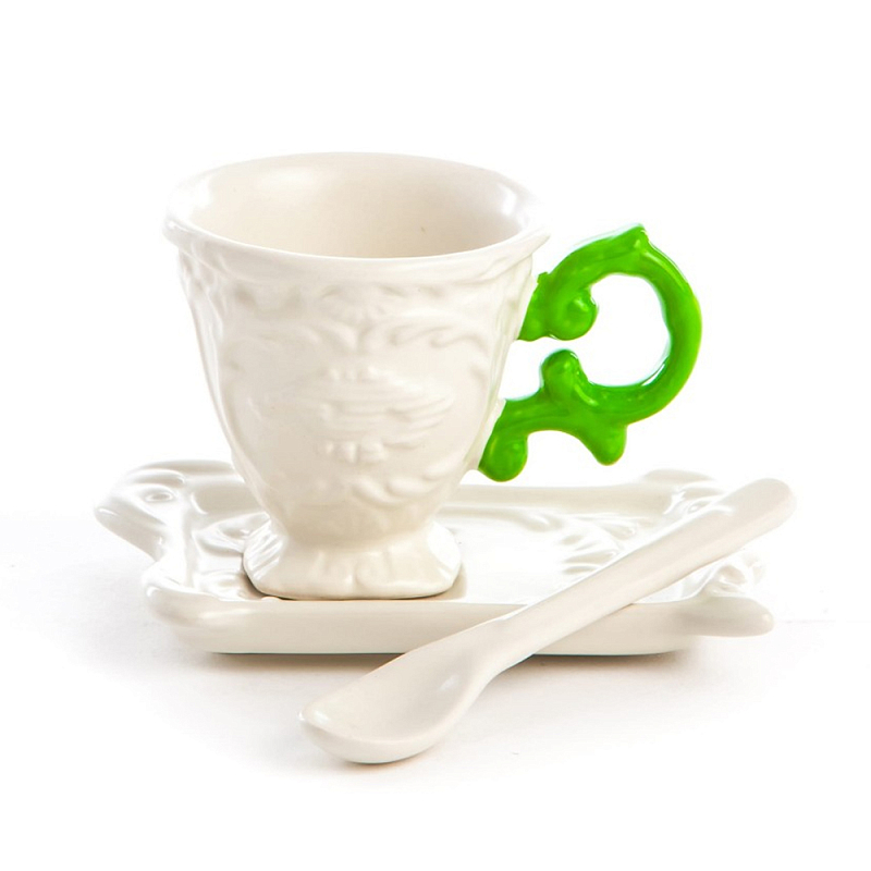 Кофейная пара Seletti I-Coffee Green Белый Зеленый Кофейная пара Seletti I-Coffee Green Белый Зеленый в Волгограде | Loft Concept