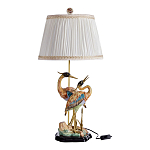 Настольная лампа с абажуром и основанием в виде двух цапель Porcelain Heron Lamp варинант исполнения - 1 | Loft Concept в Волгограде