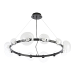 Люстра подвесная круглая с 12-ю прозрачными куполообразными плафонами и черным металлическим основанием Flos Wireline Lighting варинант исполнения - 2 | Loft Concept в Волгограде