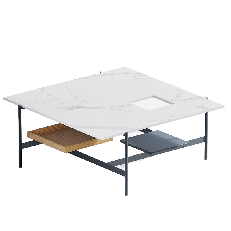 Karat журнальный столик с съемным подносом Графит Белый Мрамор Bianco в Волгограде | Loft Concept 
