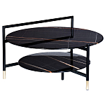 Стол журнальный круглый черный с полкой Inherence варинант исполнения - 1 | Loft Concept в Волгограде
