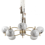 Люстра подвесная с 8-ю шарообразными плафонами из белого стекла с подвесками из камня и кисточками Agatelle варинант исполнения - 1 | Loft Concept в Волгограде