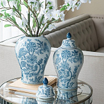 Ваза с крышкой и голубым цветочным рисунком на белом фоне Blue & White Ornament варинант исполнения - 5 | Loft Concept в Волгограде